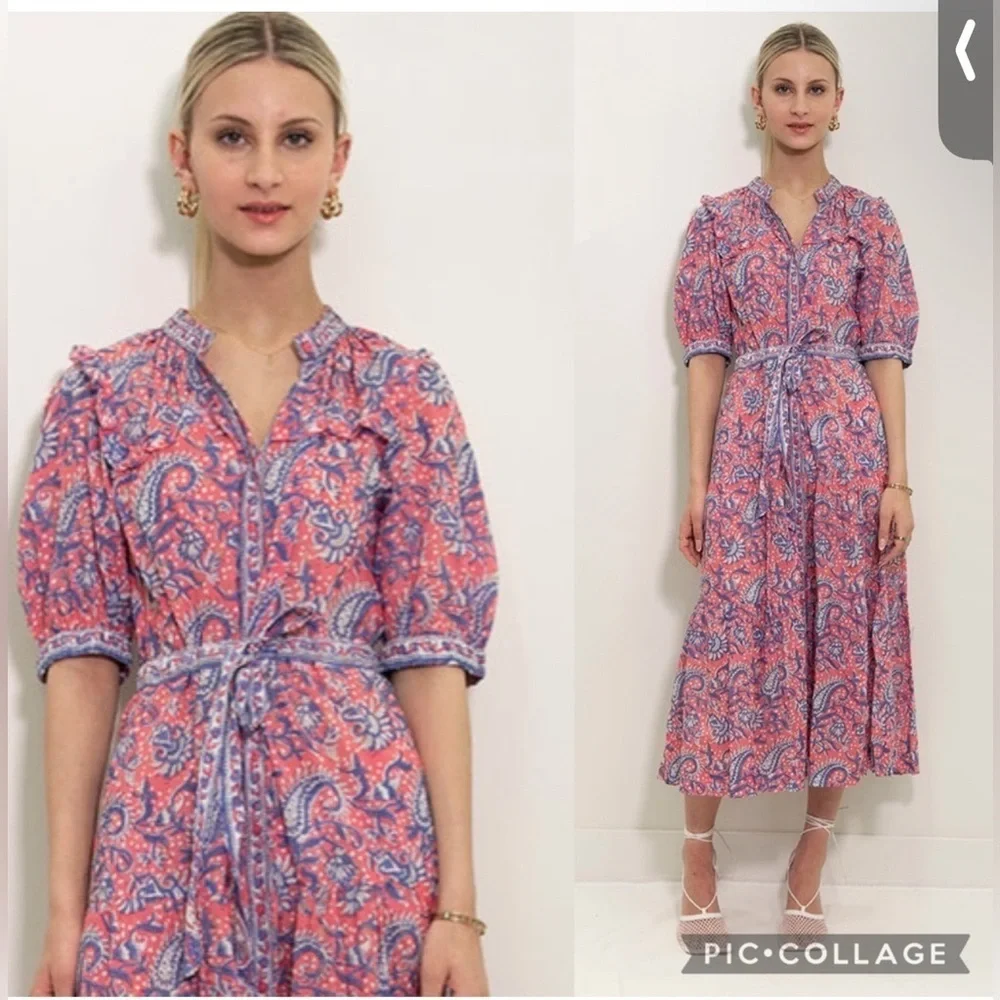 Lola Australia Pacific Boho Belted Midi Dress Size L - Picture 1 of 15